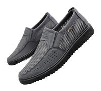 Mocassini casual da uomo in rete, traspiranti, leggeri, con suola piatta antiscivolo, con supporto per arco plantare, adatti per attività all'aperto, passeggiate, allenamento, tennis, sport, Grigio