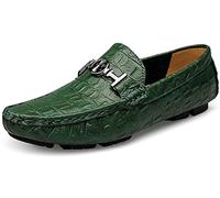 Mocassini Casual Invernali Piatti Incrociati da Uomo Scarpe Barca Classiche in Pelle Guida Passeggio(Verde,39/40 EU,40 Taglia del Marchio