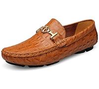 Mocassini Casual Invernali Piatti Incrociati da Uomo Scarpe Barca Classiche in Pelle Guida Passeggio（Marrone,41/42 EU,42 Taglia del Marchio