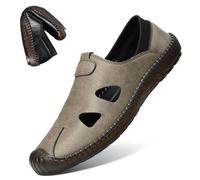 Mocassini casuali da uomo in pelle con punta chiusa, sandali chiusi, Marrone, 42 1/3 EU