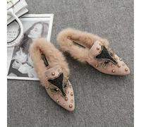 mocassini ciabatte sabot morbide beige pelo pelliccia pelle sintetica 1755