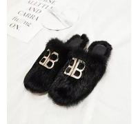 mocassini ciabatte sabot morbide nero pelo pelliccia pelle sintetica 1749