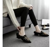 mocassini ciabatte sabot morbide nero pelo pelliccia pelle sintetica 1756