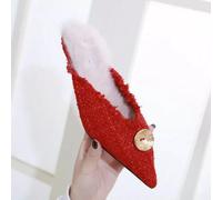 mocassini ciabatte sabot morbide rosso pelo pelliccia pelle sintetica 1757