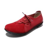 Mocassini Comodi in Pelle Scamosciata da Donna Scarpe comode Antiscivolo in Pelle Ortopedica Traspirante Mocassini Scarpe Basse morbide Passeggio e Guida Scarpe da Barca,Bright Red,36 EU