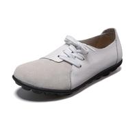 Mocassini Comodi in Pelle Scamosciata da Donna Scarpe comode Antiscivolo in Pelle Ortopedica Traspirante Mocassini Scarpe Basse morbide Passeggio e Guida Scarpe da Barca,Bianca,41 EU