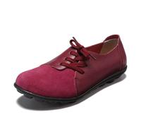 Mocassini Comodi in Pelle Scamosciata da Donna Scarpe comode Antiscivolo in Pelle Ortopedica Traspirante Mocassini Scarpe Basse morbide Passeggio e Guida Scarpe da Barca,Wine Red,36 EU