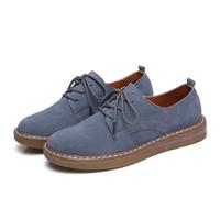 Mocassini con Lacci Donna in Pelle Scamosciata Casual Comodo Mocassini Scarpe Basse per Ufficio Guida Lavoro 37 Blu