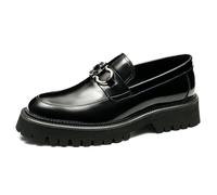Mocassini con Suola Spessa Punta Rotonda da Uomo Scarpe da Abito Formale Casual Slip On,Nero,45