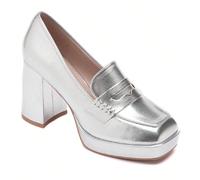 Mocassini con tacco a blocco dorato e platform - eleganza e comfort assicurati Lo stile dell'avecce mocassin doré à talon bloc, parfait pour rehausser vos tenues avec une touch luminoso e chic. La pia