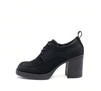 Mocassini con tacco da donna, Mocassino con tacco grosso con lacci, misura piccola, scegliere una taglia più grande EUR36,EUR37,EUR38,EUR39,EUR40,EUR41