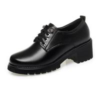 Mocassini con Tacco Spesso e Plateau da Donna, Scarpe da Lavoro, Scarpe Eleganti da Donna, Scarpe Oxford Uniformi con Punta Tonda,Nero,41 EU