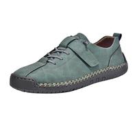 Mocassini da donna casual cuciti a mano piatti in ecopelle, Verde, 40 EU