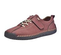 Mocassini da donna casual cuciti a mano piatti in ecopelle, vino, 42 EU