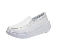 Mocassini da donna casual morbidi con zeppa grossa, leggeri, antiscivolo, scarpe da ginnastica chic slip-on scarpe da ginnastica in pelle da donna con tacco alto da passeggio con supporto per arco