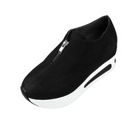 Mocassini da donna casual senza lacci con dettagli con cerniera e suola per un comodo uso quotidiano in autunno, Nero , 38 EU