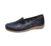 Mocassini da Donna, Comode Scarpe Estive Traspiranti da Infermiera in Pelle Senza Lacci per Le Donne, Mocassino Lavoro Antiscivolo alla Moda, per Operatori Sanitari, Dottori(Black,39 EU)