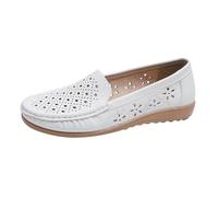 Mocassini da Donna, Comode Scarpe Estive Traspiranti da Infermiera in Pelle Senza Lacci per Le Donne, Mocassino Lavoro Antiscivolo alla Moda, per Operatori Sanitari, Dottori(White,38 EU)