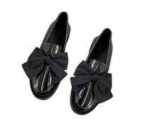 Mocassini da donna con fiocco casual slip on scarpe basse eleganti mocassini in ecopelle calzature da passeggio per tutti i giorni da donna carino leggero confortevole primavera, Nero , 39 EU
