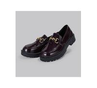 Mocassini da donna con punta tonda, decorazione in metallo, suola spessa, slip-on, stile scolastico alla moda, uso esterno antiscivolo, resistenti all'usura, in morbida pelle PU retrò, adatti come reg