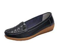Mocassini da donna con zeppa casual slip on scarpe basse con cuciture floreali in ecopelle mocassini per tutti i giorni calzature da passeggio da donna leggero primavera moda, Nero , 38 EU