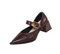 Mocassini da donna in morbida pelle con punta rotonda e suola piatta per un comodo abbigliamento casual in autunno e inverno, Marrone, 39.5 EU