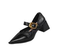 Mocassini da donna in morbida pelle con punta rotonda e suola piatta per un comodo abbigliamento casual in autunno e inverno, Nero , 37 EU