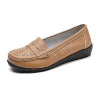 Mocassini da Donna in Pelle Cava Scarpe Basse da Donna con Testa Rotonda comode Casual Passeggio da Guida Barca Allattamento,caffè,37 EU