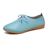 Mocassini da Donna in Pelle con Lacci a Punta Bassi Leggeri e Comodi, Slip-on da Lavoro Formali da Guida Mocassini,Light Blue,38 EU