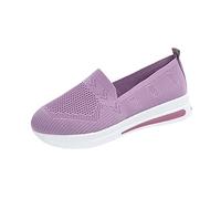 Mocassini da donna larghi senza lacci, scarpe da ginnastica in rete traspirante, antiscivolo, senza lacci, comode, casual, ortopediche, da jogging, escursionismo, Viola, 39.5 EU