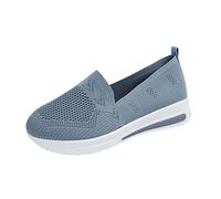 Mocassini da donna larghi senza lacci, scarpe da ginnastica in rete traspirante, antiscivolo, senza lacci, comode, casual, ortopediche, da jogging, escursionismo, Grigio, 38 EU