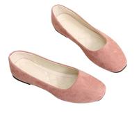 Mocassini da Donna Mocassini in Pelle Scamosciata da Donna Tacco Piatto Scarpe Basse Punta Quadrata Décolleté Concise di Base per Passeggio(Pink,40)