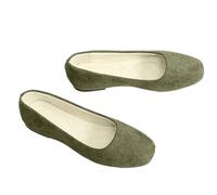 Mocassini da Donna Mocassini in Pelle Scamosciata da Donna Tacco Piatto Scarpe Basse Punta Quadrata Décolleté Concise di Base per Passeggio(Deep Green,42)