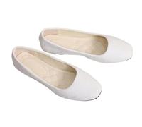 Mocassini da Donna Mocassini in Pelle Scamosciata da Donna Tacco Piatto Scarpe Basse Punta Quadrata Décolleté Concise di Base per Passeggio(White,36)
