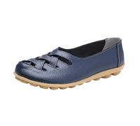 Mocassini da donna, mocassino, da donna, comode in pelle, scarpe da barca per donne, scarpe sportive piatte, comode da basket, morbide, mocassini e loafers elegante Derbies Ballerine Slip on, 01 Blu