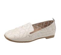 Mocassini da Donna Scarpe estive con Punta Quadrata da Donna Mocassini Slipon Mocassino Ballerine for Il Tempo Libero per Passeggio(Beige,40)