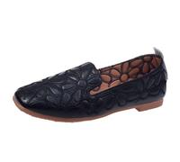 Mocassini da Donna Scarpe estive con Punta Quadrata da Donna Mocassini Slipon Mocassino Ballerine for Il Tempo Libero per Passeggio(Black,35)