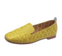 Mocassini da Donna Scarpe estive con Punta Quadrata da Donna Mocassini Slipon Mocassino Ballerine for Il Tempo Libero per Passeggio(Yellow,36)