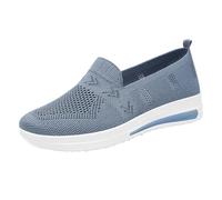 Mocassini da donna senza lacci, in maglia a rete con colletto elasticizzato, traspiranti, leggere, comode scarpe da ginnastica ortopediche, con zeppa antiscivolo, per ufficio, casual, viaggi, Blu