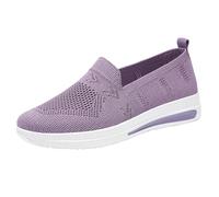 Mocassini da donna senza lacci, in maglia a rete con colletto elasticizzato, traspiranti, leggere, comode scarpe da ginnastica ortopediche, con zeppa antiscivolo, per ufficio, casual, viaggi, Viola