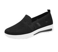 Mocassini da donna senza lacci, in maglia a rete con colletto elasticizzato, traspiranti, leggere, comode scarpe da ginnastica ortopediche, con zeppa antiscivolo, per ufficio, casual, viaggi, Nero