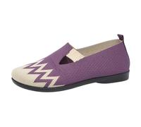 Mocassini da donna senza lacci in maglia casual con motivo a zig zag e cinturino elastico, leggeri e traspiranti, scarpe da passeggio per tutti i giorni, comode da donna, Viola, 38.5 EU