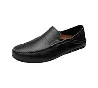 Mocassini da uomo, casual, da guida, piatti, in ecopelle, leggeri, da barca, eleganti e casual, Nero , 38 2/3 EU