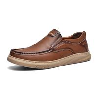 Mocassini da uomo casual in pelle con cuciture a mano slip on mocassini leggeri e flessibili appartamenti per camminare guida scarpe da ginnastica Oxfords, Marrone, 39 2/3 EU