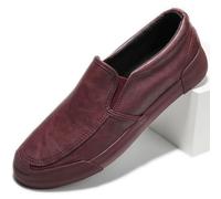 Mocassini da uomo, comodi, casual, slip-on, foderati in pelliccia sintetica, suola morbida e flessibile, for guidare e camminare(Wine red,43 EU)