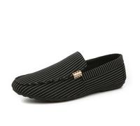 Mocassini da Uomo con Strisce Nere e Bianche, Cuciture, Scarpe in Tessuto, Flessibili, comode, Leggere, Casual, Slip-on(Nero,40 EU)