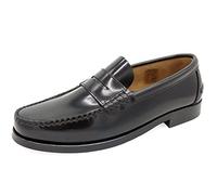 Mocassini da Uomo in Pele con Suola Cuoio Welted Scarpe Castellano Mocassino Nero 46