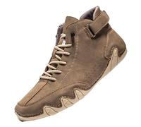 Mocassini da uomo in pelle antiscivolo con lacci scarpe casual da trekking stivaletti da passeggio all'aperto scarpe da ginnastica comode alla moda scarpe da guida, cachi, 39 EU