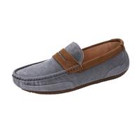 Mocassini da Uomo in Pelle Scamosciata con Tomaia for Ufficio, Casual, comode, da Indossare Come Scarpe da Sposa(Grey,40 EU)