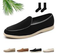 Mocassini da uomo in pelle scamosciata senza lacci, mocassini alla moda casual da guida, scarpe eleganti da smoking retrò britannico, scarpe formali per ballo di fine anno, matrimonio, lavoro, Nero